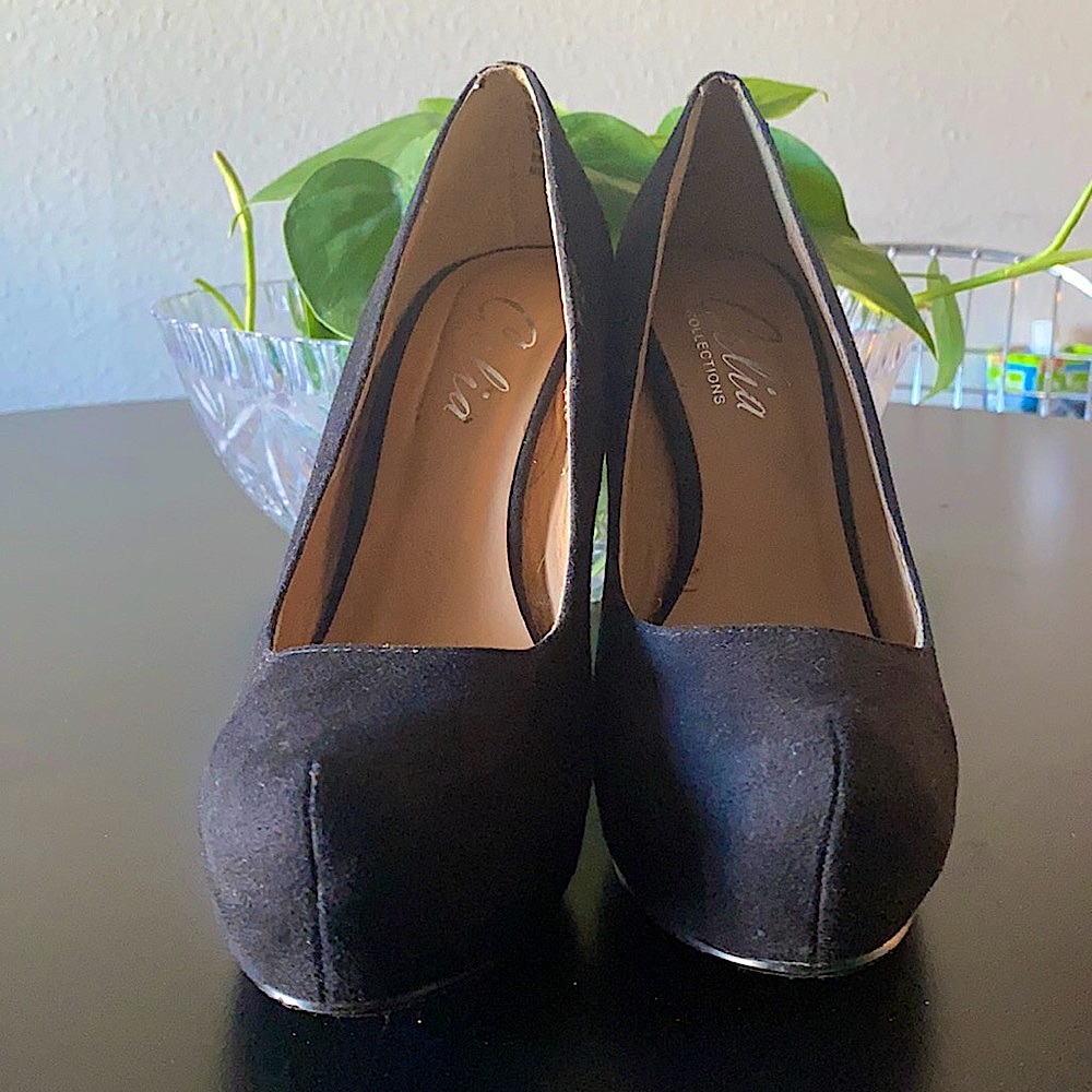 Black Suede Celia Heels